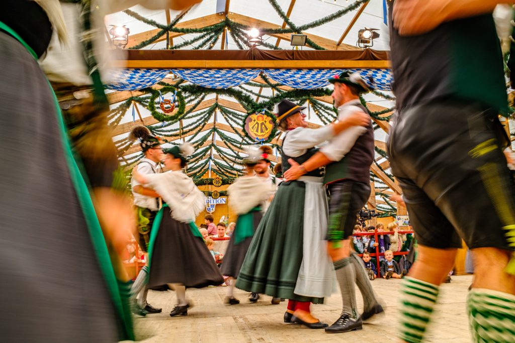 The Sound of Oktoberfest. Munich, Germany - September 29: typical bavarian dancer with traditional clothes at the oktoberfest in munich on September 29, 2024